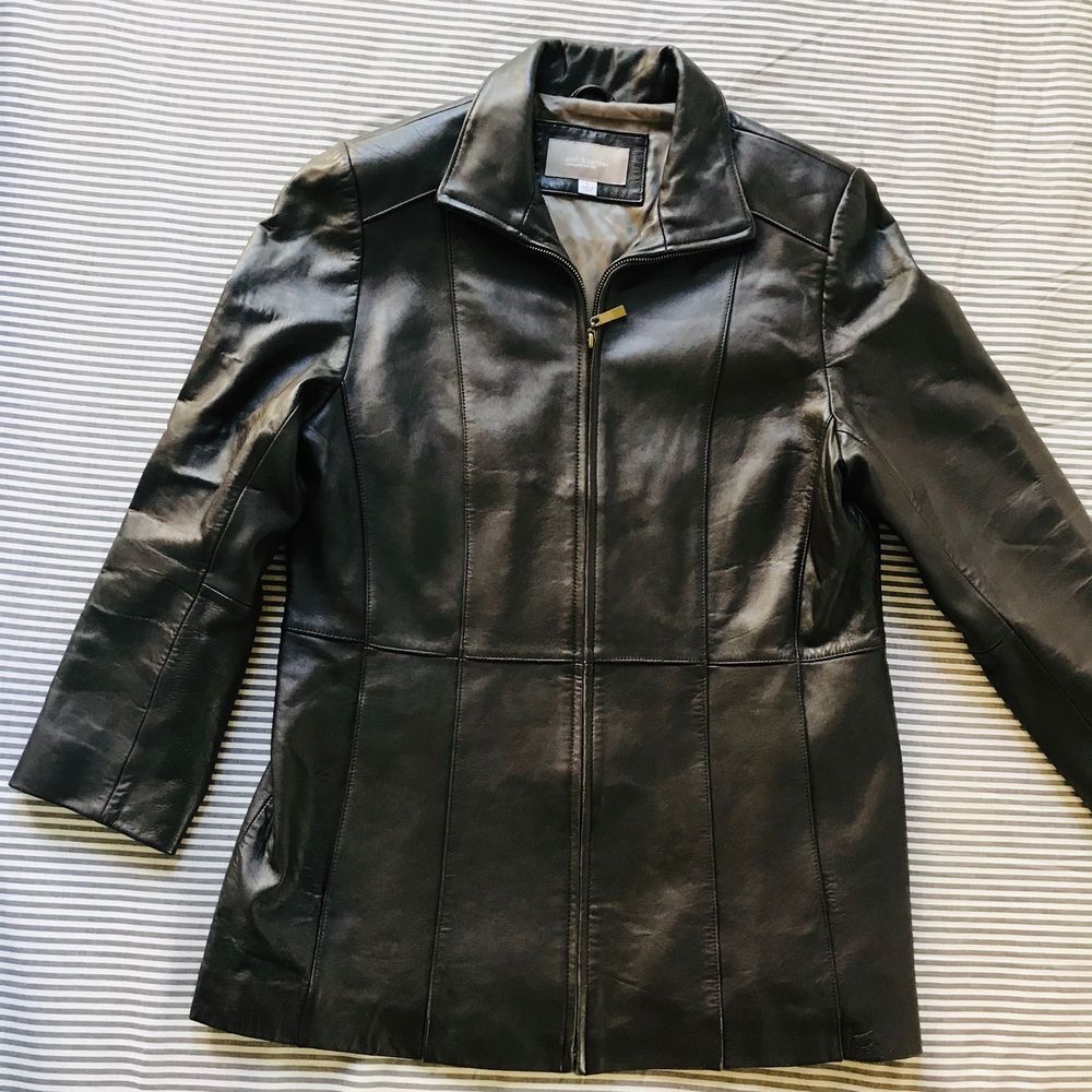 Croft & Barrow Leather Blazer Jacket Mocha Sz L